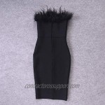 HLBandage Feather Off Shoulder Knee Length Sexy Night Club Party Bandage Dress