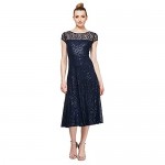 S.L. Fashions Women's Sequin Lace Fit and Flare Dress