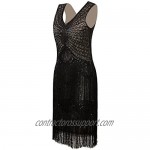 VIJIV 1920s Style Inspired Charleston Sequin Layer Tassel Cocktail Flapper Dress