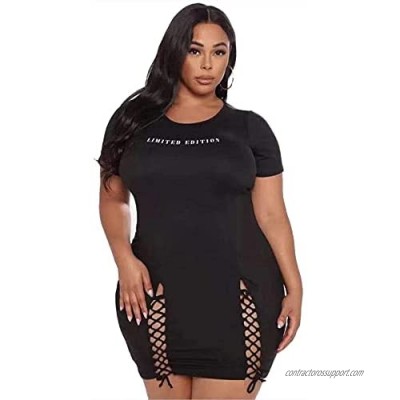 Women’s Plus Size Stretch Knit Black Dress Short Sleeves  Mini Length  and a Bodycon Silhouette