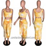 Womens Sexy 2 Piece Midi Dress Outfits - Sleeveless Tie Dye Print Tank Crop Top Bodycon Skirts Set