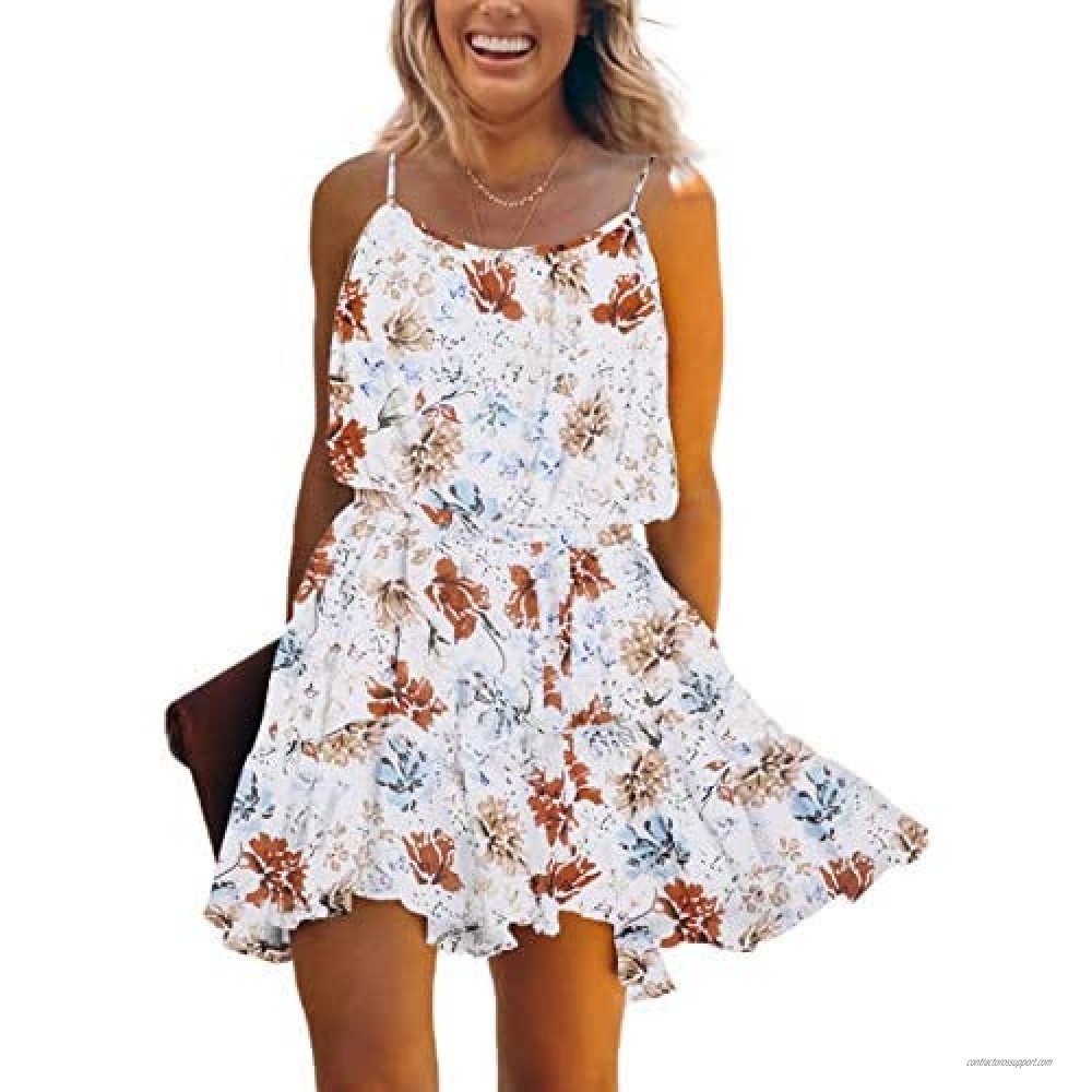 ECOWISH Womens Floral Dress Backless ...
