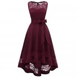 Gardenwed Women's Vintage Floral Lace Dresses Cocktail Formal Swing Dress Hi-Lo Bridesmaid Dresses Homecoming Dress for Party