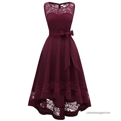 Gardenwed Women's Vintage Floral Lace Dresses Cocktail Formal Swing Dress Hi-Lo Bridesmaid Dresses Homecoming Dress for Party