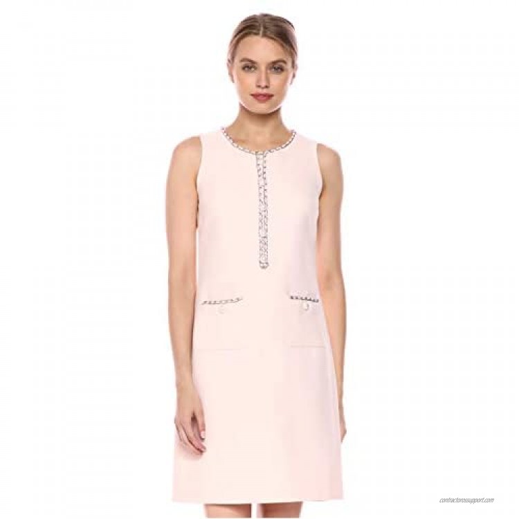 Karl Lagerfeld Paris Women's Tweed Dress with Pearl and Chain Detail