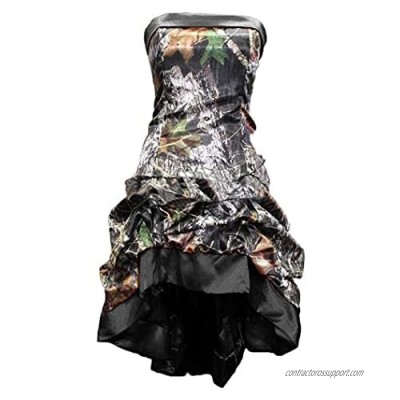 Snowskite Womens Strapless Short High Low Camo Cocktail Party Prom Dress