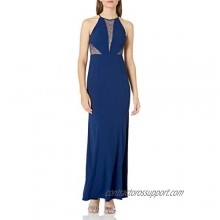 Aidan by Aidan Mattox Women's Halter Crepe and Lace Gown