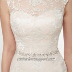 Clothfun Women's Lace Mermaid Beach Wedding Dresses for Bride 2021 with Sleeves Bridal Gowns Long