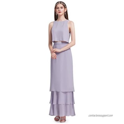Ever-Pretty Womens Elegant Sleeveless Floor Length Ruffles Chiffon Bridesmaids Dress 07201