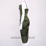 Modegal Women's Satin Adjustable Straps Backless Cowl Neck Sleeveless Asymmetric Hem Cocktail Fishtail Cami Midi Dress
