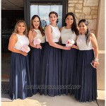 NewFex Lace Chiffon Bridesmaid Dresses for Women Wedding Prom Dresses 2021 Long A Line Evening Formal Gowns