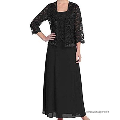 Stylefun Women's Lace Mother of The Bride Dresses with Jacket 3/4 Sleeve Chiffon Long Formal Dresses Evening Gowns