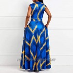 VERWIN V-Neck Print Sleeveless Floor-Length High Waist Pullover Women's Maxi Dress