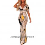 Women's Sexy Long Maxi Dresses Tropical Bodycon V Neck Floor Length Party Mermaid Dress
