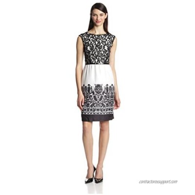 Ellen Tracy Women's Lace and Printed-Sheath Dress