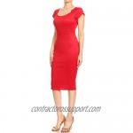 MissMissy Womens Business Bodycon Knee Length Pencil Skirt Short Sleeve Round Neck Work Dress D1756IN