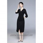Womens Premium Elegant Casual Work Business Short Sleeve Midi Dress