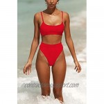 DaiLiWei Womens Swimsuits High Waist Crop Sports Bikini Sets Two Piece High Cut Bathing Suits Swimwear