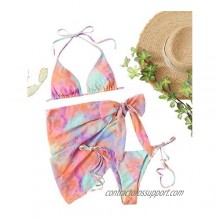 MakeMeChic Women's 3packs Triangle Bikini Swimsuit & Beach Skirt