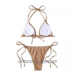 SheIn Women's 2 Piece Glitter Halter Triangle Bra and Tie Side Panty Bikini Swimsuit