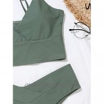 SheIn Women's Sleeveless V Neck Swimsuit Wrap Wireless Bra and Panty Bikini Beach Wear