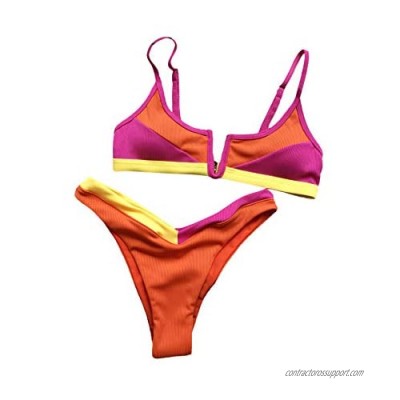 SOLY HUX Women's Color Block High Cut Bikini Bathing Suit 2 Piece Swimsuits