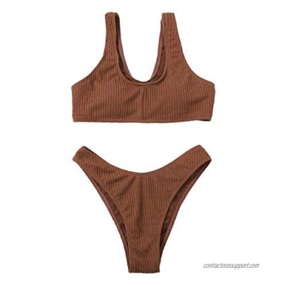 SOLY HUX Women's Swimwear Scoop Neck Bikini Bathing Suit 2 Piece Swimsuits