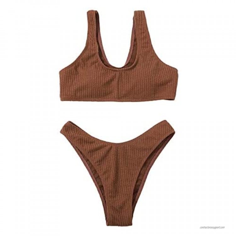 SOLY HUX Women's Swimwear Scoop Neck Bikini Bathing Suit 2 Piece Swimsuits
