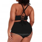 Sovoyontee Women's 2 Piece Plus Size High Waisted Swimsuit Triangle Bikini Set Bathing Suit