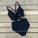 Sporlike Women High Waisted Swimsuit Triangle Top Two Piece Bikini Tummy Control Bathing Suit