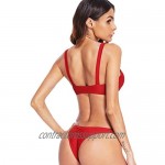 SweatyRocks Women's Sexy Bikini Swimsuit Plaid Print Tie Knot Front Thong Bottom Swimwear Set