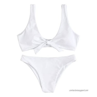 SweatyRocks Women's Sexy Bikini Swimsuit Tie Knot Front Swimwear Set