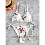 ZAFUL Swimsuits for Women Tie String Triangle Bikini Set Polka Dot Two Piece Bathing Suits