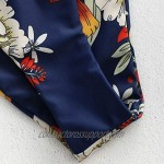 ZAFUL Women's Floral Print Bandeau Bikini Set High Cut Strapless Knot Front Swimsuit Sexy Bathing Suit