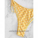 ZAFUL Women's Swimsuit Halter Ribbed Polka Dot Tie Dye String Bathing Suit Bikini Set