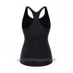 AdoreShe Women's Racerback Solid Tankini Top Swimsuit Black Simply Bathing Suits