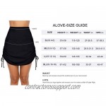 ALove Womens High Waisted Drawstring Swim Skirts Ruched Tummy Control Swimsuit Bottoms
