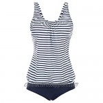 JASAMBAC Tankini Swimsuits for Women Retro Striped Geometric Printed Two Piece Bathing Suits