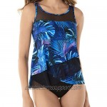 Miraclesuit Women's Swimwear Royal Palms Mirage Scoop Neck Underwire Bra Asymmetrical Tankini Bathing Suit Top