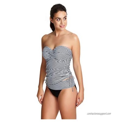 Panache Swim Women's Anya Stripe Bra-Sized Bandeau Tankini Top with Detachable Straps