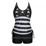 Runtlly Women's Tankini Top with Boyshorts Two Piece Swimsuit American Flag Set