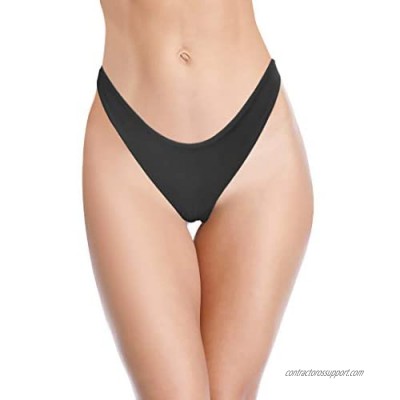 SHEKINI Women's Sexy Thong Bikini Bottom Cheeky Brazilian U Cut Swim Bottom