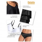 Tankini Swimsuits for Women Flounce 2-Piece Top Swimwear High Waisted Bikini Bottom Plus Size Tummy Control Bathing Suits