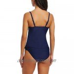 Womens Ruched Tankini Swimsuit Tummy Control Bathing Suit Twist Front Top & Hipster Botoom