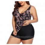 Yonique Plus Size Tankini Swimsuits for Women with Shorts Tummy Control Two Piece Bathing Suits Slimming Swimwear