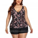 Yonique Plus Size Tankini Swimsuits for Women with Shorts Tummy Control Two Piece Bathing Suits Slimming Swimwear
