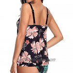 Yonique Womens Blouson Tankini Top No Bottom Floral Printed Loose Fit Swim Suit Top