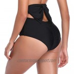 ZOHAMUNG Women's High Waisted Bikini Bottoms Brazilian Cheeky Cut Out Bow Ruched Tankini Panties