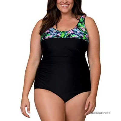 Caribbean Sand Women's Ruched Plus Size One Piece Swimsuit with Tummy Control