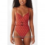 CUPSHE Women's One Piece Swimsuit Camila Polka Dot Push Up Belted Bathing Suit